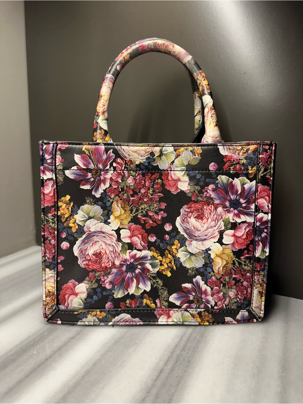 Express Floral Top-Handle purse  - Black Multi